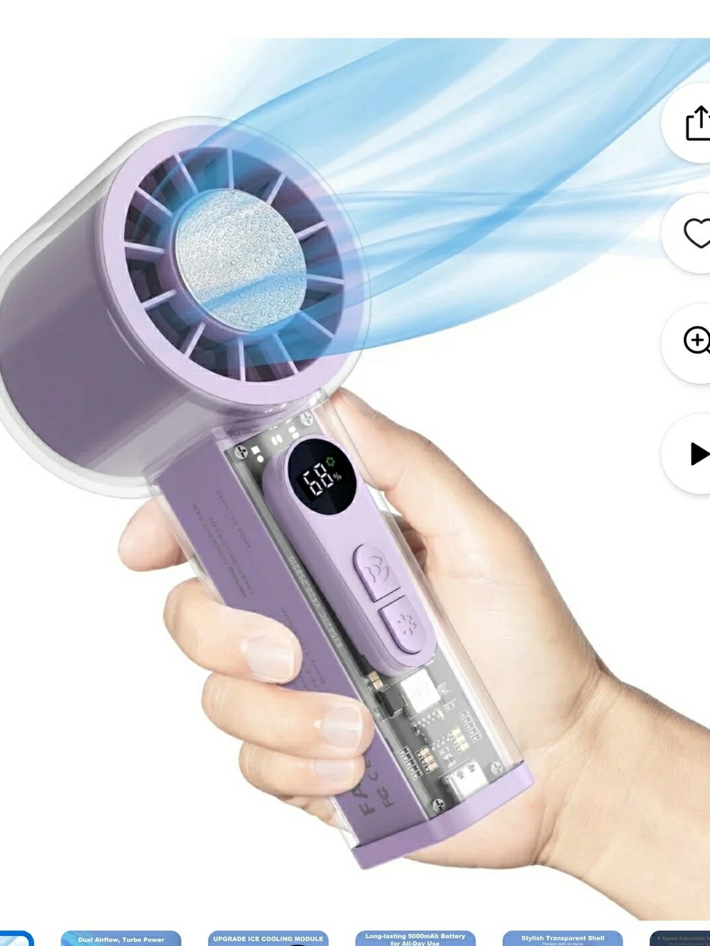 Portable Handheld Mini Fan - Lavender